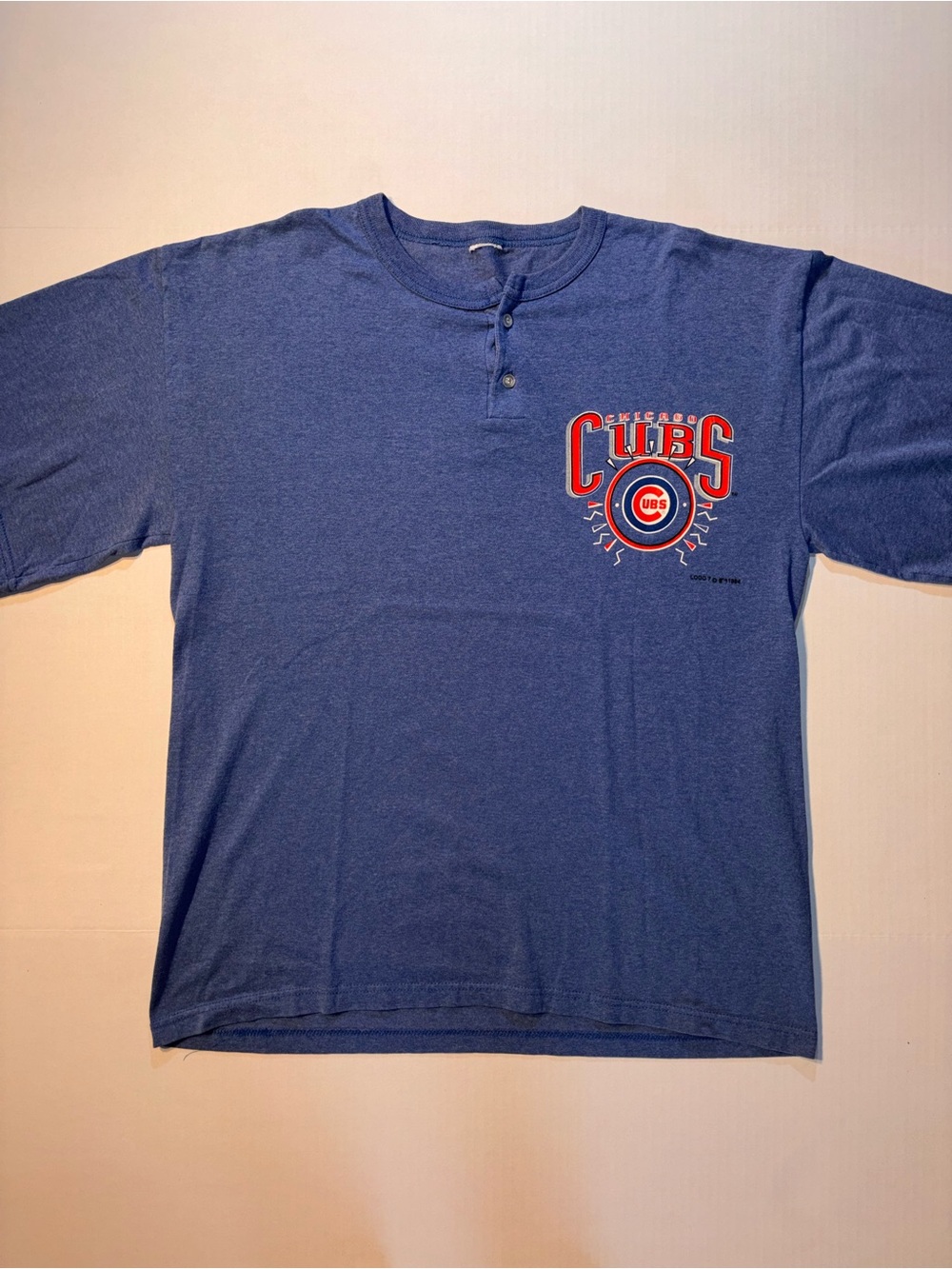 Vtg Logo 7 Chicago Cubs MLB Baseball 90’s USA Henley Graphic T-shirt Sz Large